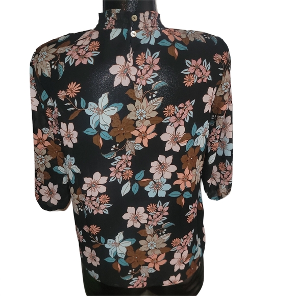 Only Floral Print Cropped Sleeve Blouse S - Picture 5 of 6